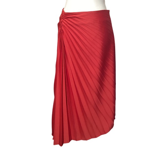 Dkny Dresses & Skirts - DKNY Red Pleated Asymmetrical Midi Skirt Women's Size 6 Cocktail Party Holiday